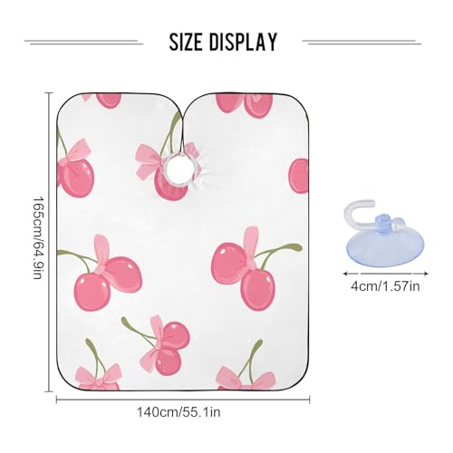 Capa profesional impermeable para cortar cabello Cute Cherries con lazos, con cierre ajustable de broche para peluquería y estilismo miniatura 3