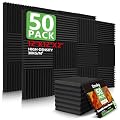 50 Pack Acoustic Foam Panels,2"X 12" X 12"Sound Proof Foam PanelsHigh Density Sound Absorbing Panels,Soundproof Wedges Panels for Studio Recording & Office & Home