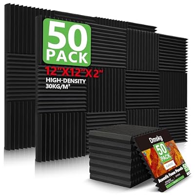 50 Pack Acoustic Foam Panels,2"X 12" X 12"Sound Proof Foam PanelsHigh Density Sound Absorbing Panels,Soundproof Wedges Panels for Studio Recording & Office & Home