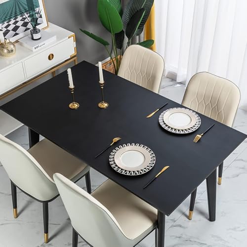 Image of Qlarity Covers Dining Table Cover 6 Seater, 8 Seater | Reversible PU Leather Water Resistant Table Cover | Customised Sizes (Black) (Black, 24 x 48 inch)