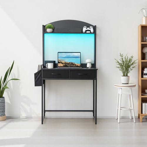 31.5" Small Vanity Desk with Storage, Power Outlets and 2 Fabric Drawers - image 8