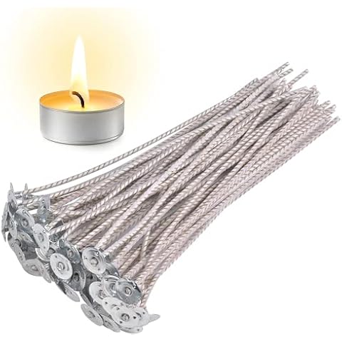 100pcs Pre-Waxed Soy Candle Wicks with Base Cover