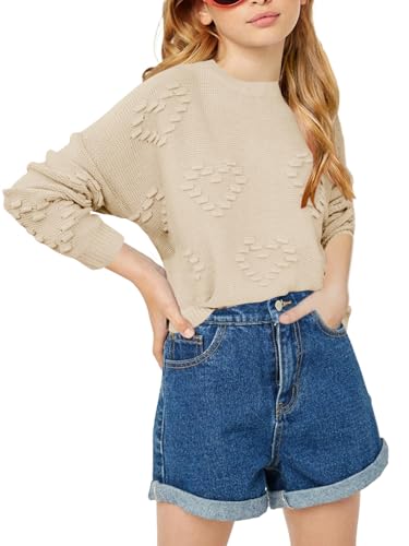 Haloumoning Mädchen Pullover Rundhals Liebe Herz Print Niedlich Pulli...