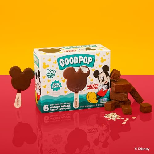 GOODPOP - Disney Mickey Mouse Fudge n\' Vanilla Dairy-Free Dessert Bars, 6 Ct