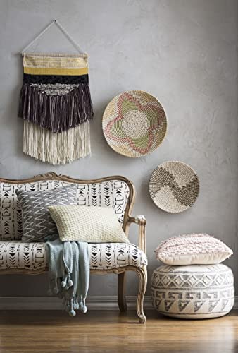 Creative Co-Op Cream, Grey & Green Round Wool Blend Kilim Pouf Seating, 20 #TOP4