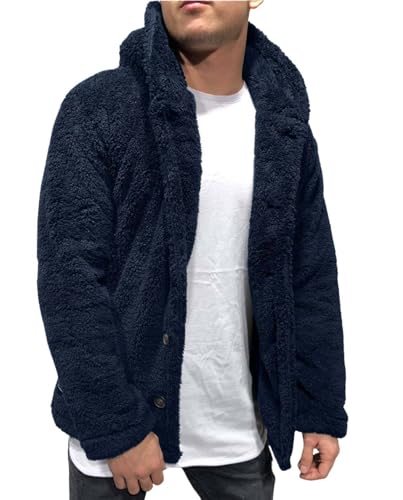 Mens Fluffy Soft Jackets Fluffy Wool Sweaters Casual Winter And Autumn Button Down Cardigans Trendy Outerwear