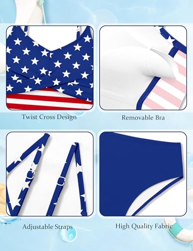 Image of Girls Swimsuit 2 Piece Bathing Suit Criss Cross Ruched Girl Tankini Sets Printed Girls' Swimwear for 9-18 Years