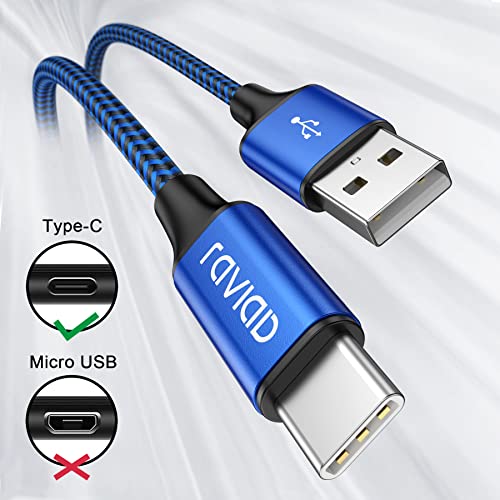 RAVIAD USB C-kabel, 2 stuks 2 m, oplaadkabel, USB C nylon, snellaadkabel, type C oplaadkabel voor Samsung Galaxy A12/A52s/S10, Huawei P40/P30, Google Pixel, POCO X3 PRO, OnePlus Nord 2, blauw - Image 3