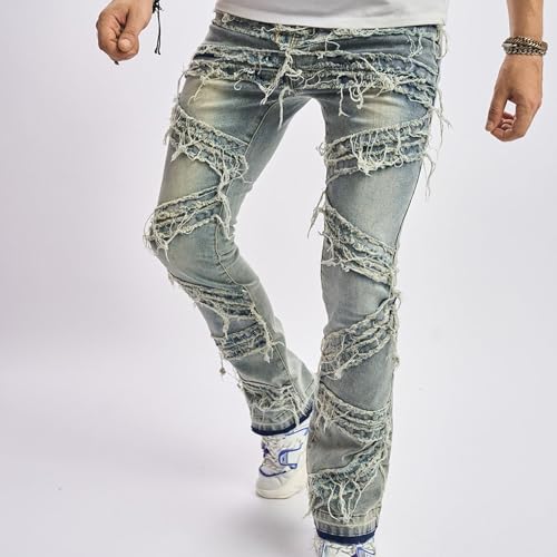 Men's Slim-Fit Stretch Ripped Skinny Jeans, Distressed Straight-Leg Fashion Jeans2
