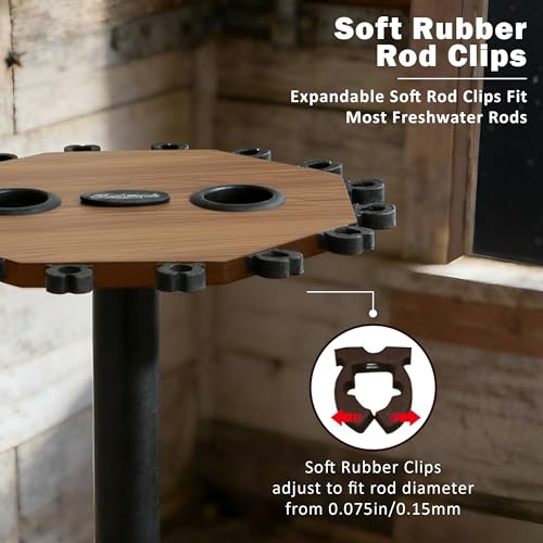Image of Rush Creek Creations 16-Rod Round Fishing Rod Holder for Garage, Tackle Box