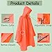 Nomadnia Plus Size Adult Rain Poncho with Hood and Zipper, Poncho Para Lluvia, Tactical Ponchos Adult For Camping, Hiking, Fishing, Travel and Outdoors. Easy to Pack. Orange