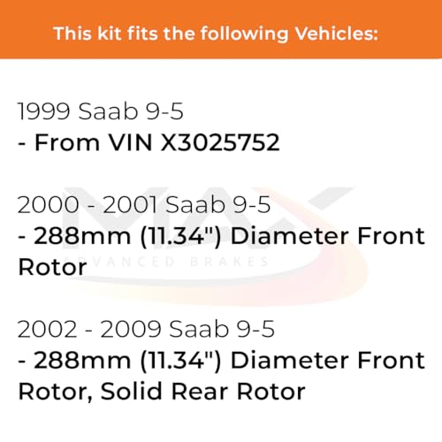 Image of Max Advanced Brakes Front & Rear Brake Kit Compatible With 1999-2009 Saab 9-5 w /11.34 inch Fr Rotor Solid Rear Rotor Replacement Premium OE Disc Brake Rotors and Ceramic Brake Pads