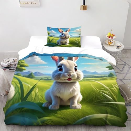 Parure de couette lapin gris pour une chambre d'enfant cocooning et douce