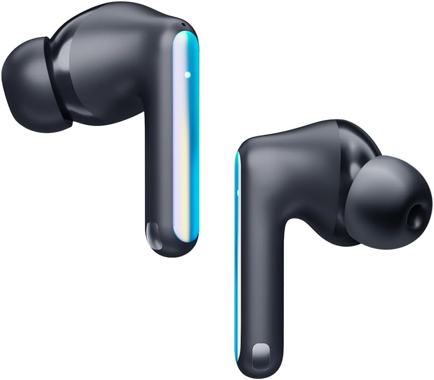 Two Tecno Sonic 1 TWS Earbuds, one showing the in-ear design and the other the half in-ear design