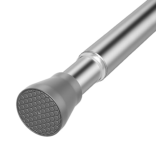 Image of Tension Curtain Rod Silver Tension Rods 28 to 48 Inch Curtain Rods No Drilling White Spring Adjustable Rod Expandable Pressure Tension Rods for Windows Closet