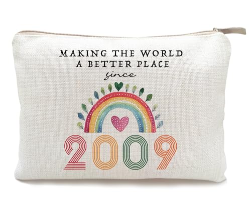 meiguih 2009 Birth Year Makeup Bag – Cute Cosmetic Pouch for Teen Girls, Valentine’s Day Gift, Birthday Gift for Daughter, Niece, Sister, or Granddaughter, Travel Makeup Case for Purse
