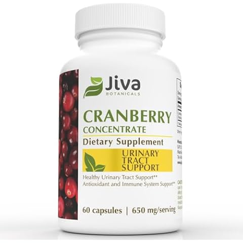 Jiva Botanicals Cranberry Pills for Women 650 mg - Concentrated Cranberry Supplement Powder Extract - High Potency - Cranberry Capsules for Normal Urinary Tract Health and Normal Kidney Support Cover