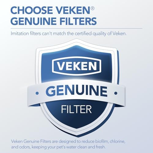 Veken Cat Water Fountain Filters, 4 Pack Replacement Filters & 4 Pack Replacement Pre-Filter Sponges Set for 67oz, 95oz, 135oz Automatic Pet Fountain Dog Water Dispenser - 1