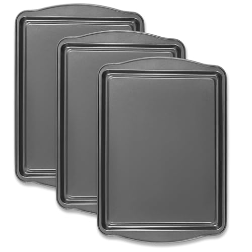 Funnydin Baking Pan Set of 3 - Carbon Steel Baking Sheets Set, 17 Inch, Nonstick Cookie Sheets for Baking, Rust & Warp Resistant & Stackable, Nontoxic & Heavy Duty & Easy Clean