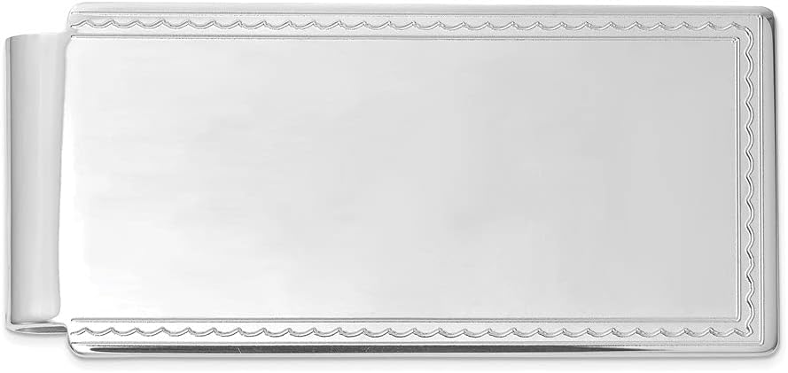 Diamond2Deal Kelly Waters Hinged Engravable Rope Edge Money Clip (Length: 2.5 mm|Width: 23mm)