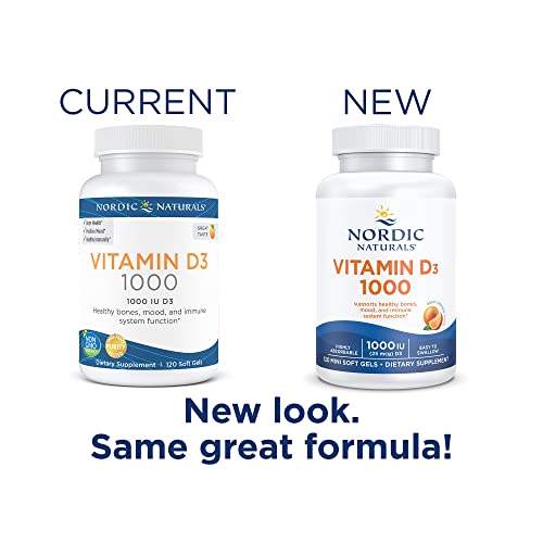 Nordic Naturals Vitamin D3 1000, Orange - 120 Mini Soft Gels - 1000 Iu Vitamin D3 - Supports Healthy Bones, Mood & Immune System Function - Non-Gmo - 120 Servings #TOP4