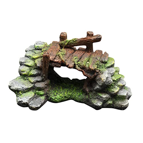 INOOMP 1個 苔橋 形 橋飾り 水族館のテーマの装飾品 水槽の装飾品 人工的な 水槽の山の装飾 水族館ロック 水族館の装飾 水槽の装飾植物 苔むした岩 オーナメント 樹脂 Green