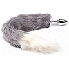BeHorny tail buttplug furry vos, kattenstaart anaalplug, grijs en wit