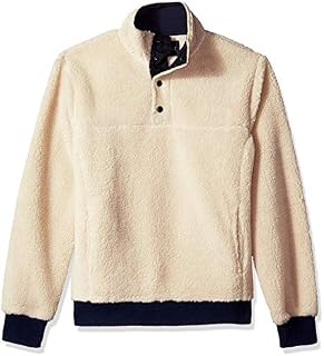 J.Crew Mercantile Men's Sherpa Fleece Mock Neck Pullover, Cream Navy, M
