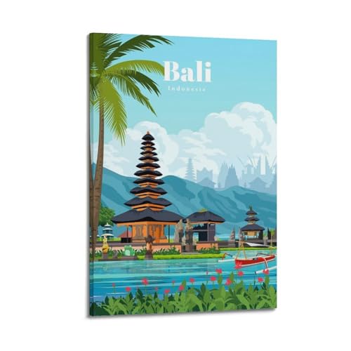 Poster de voyage Bali Temple Lake pour creer une ambiance zen et une deco de chambre chaleureuse