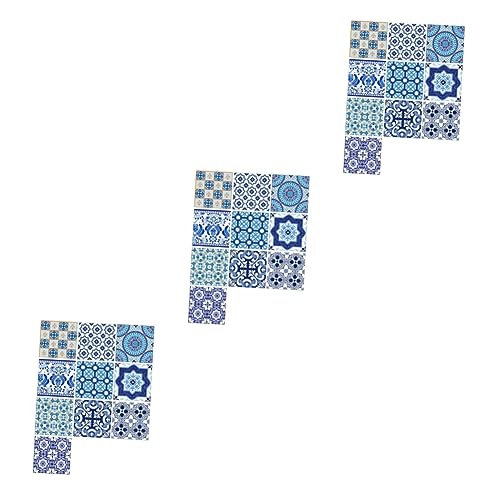 Operitacx 30 Piezas Pegatinas de Azulejos Autoadhesivas de Porcelana Azul y Blanca de Impermeables y Antideslizantes para Decoración de Cocina y Baño