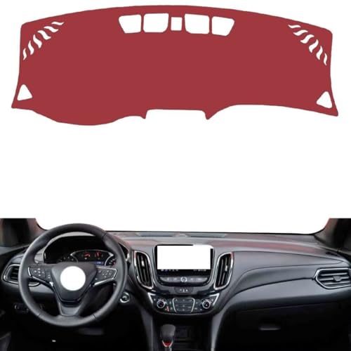 Leather Dash Board Cover mat Compatible with Chevy Equinox（NO HUD,No Speaker） 2017-2023，Anti-Slip,Sun Protection Dashboard Cover-red