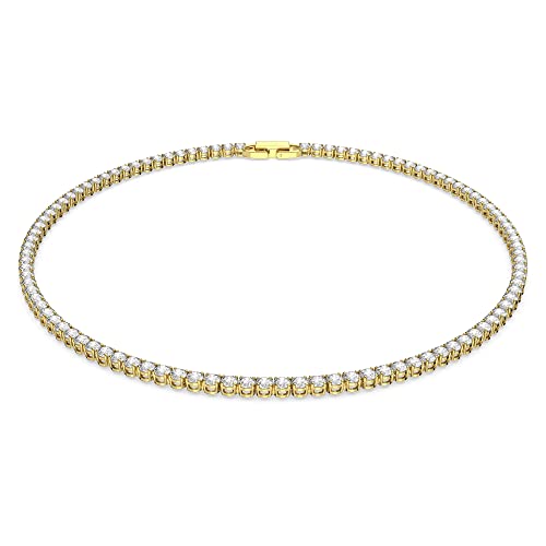 Swarovski Tennis Deluxe Halskette, Rund, Weiss, Rhodiniert