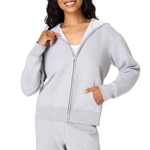 Hanes Women's EcoSmart Full-Zip Hoodie Sweatshirt, Light Steel, Large