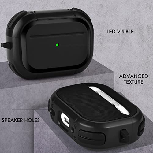 Image of Hybrid Armor Case Cover for Apple Airpods Pro 3 (2025), Rugged, Shockproof, with Heavy Duty Carabiner (Armor Black)