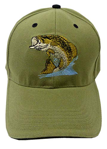 Muetze Herren Damen Angler Cappy oliv Man Woman Fisher Cap Schirm-Muetze mit Motiv Fisch Retro Mütze (oliv) 5090 - 3