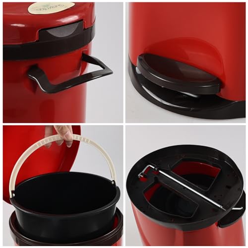 Caneca de basura redonda pequeña con pedal 2.6 gal, roja miniatura 3