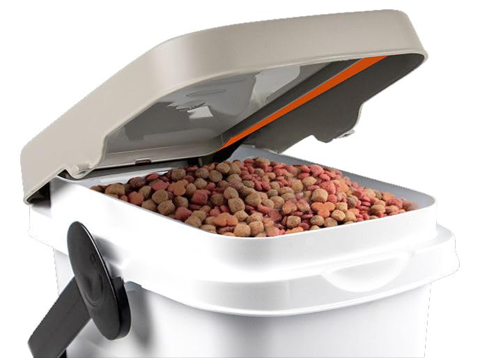 Kerbl Petfood Container (fest verschließbar, für ca. 2,5 kg Trockenfutter, Farbe grau/weiß, luftdichte Aufbewahrung, Futter, Aufbewahrung) 80547