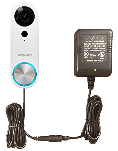 OhmKat Video Doorbell Power Supply - Compatible with SimpliSafe Pro Smart Wi-Fi Video
