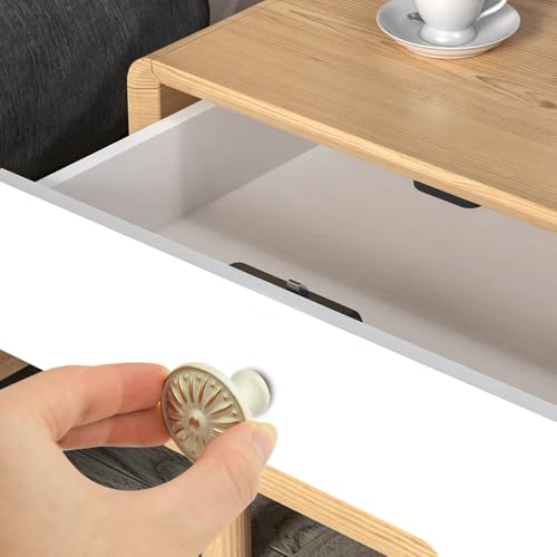 WMYCONGCONG 20 PCS Drawer Knobs 35mm Diameter Single Hole Round Ceramic Cupboard Knob Wardrobe Door Pull Handle European Style Ivory White Wardrobe Door Handles for Kitchen Cabinet Dresser Zinc Alloy by WMYCONGCONG - Image 6