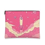 Bolsa de maquillaje Rocket, bonita bolsa de viaje con temática espacial de dibujos animados para mujer, organizador portátil de lona con cremallera, regalo de festival, bolsa de aseo para el cuidado