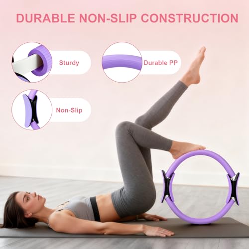 BYYNNE Home Pilates Kit for Women - 14 Pcs Pilates Equipment Set with Pilates Ring and Ball, 5 Resistance Bands Etc Accessories for Beginners Home Workouts - Includes Workout Guide (Purple) - image 4