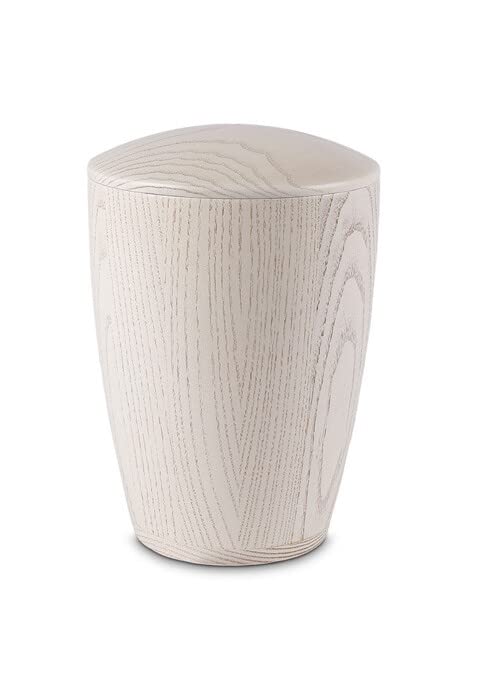 Urne funéraire en bois moderne émail blanc patine d'or objet cinéraire