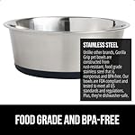 GORILLA GRIP Set of 2 Dog Bowls, Heavy Duty Metal Food and Water Bowl for Feeding Dogs and Cats, Dishwasher Safe, Rust Resistant Stainless Steel, BPA Free Rubber Base, Holds 2 Cups (16 fl oz), Black - Image 3