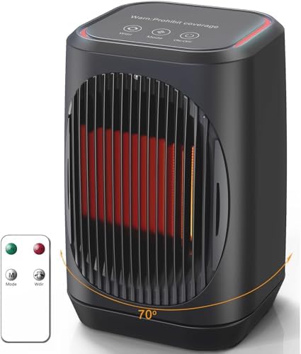 iFeiFan Indoor Electric Space Heater, 1500W Portable Electric Heaters with Overheating Protection, 3 Modes, 70° Oscillation, Remote, PTC Ceramic Fast Safety Small Heater for Home Bedroom Office Desk