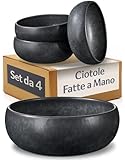 Cosumy Set da 4 Ciotole Nere 750 ml – Ciotole Zuppe Artigianali con Smalto Reattivo – Servizio Piatti Elegante, Adatti al Microonde e Lavabili in Lavastoviglie – Set Piatti per 4 Persone