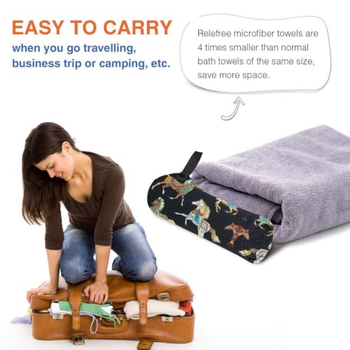 Toalla de baño suave con estampado de caballo, elegancia para el spa y hogar 6