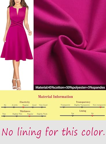 Image of VFSHOW Womens Front Zipper Work Business A-Line Dress Elegant Professional Office Career Church Fit and Flare Skater Dresses