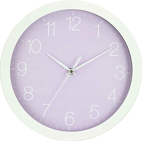 Eurotime 56151001 Orologio da parete radiocontrollato, 30 cm, cassa in alluminio bianco, in vero vetro, quadrante a 12 cifre, regolazione automatica dell'ora e dell'ora, per soggiorno o ufficio