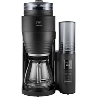 Melitta Cafetière à Filtre AromaFresh Glass Pro X Noire, avec Moulin à grains Intégré & Verseuse Isotherme, Double Fonction Minuteur, capacité 10 tasses, modèle 1030-02