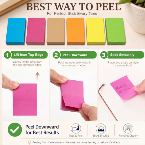 Fainne 120 Pads Sticky Notes Bulk 1.5 x 2 Inch Mini Self Stick Note Small Assorted Bright Colors Paper Memo for Office School Notebook Supplies 50 Sheets/pad (Simple Style,Bright Color) - Image 6